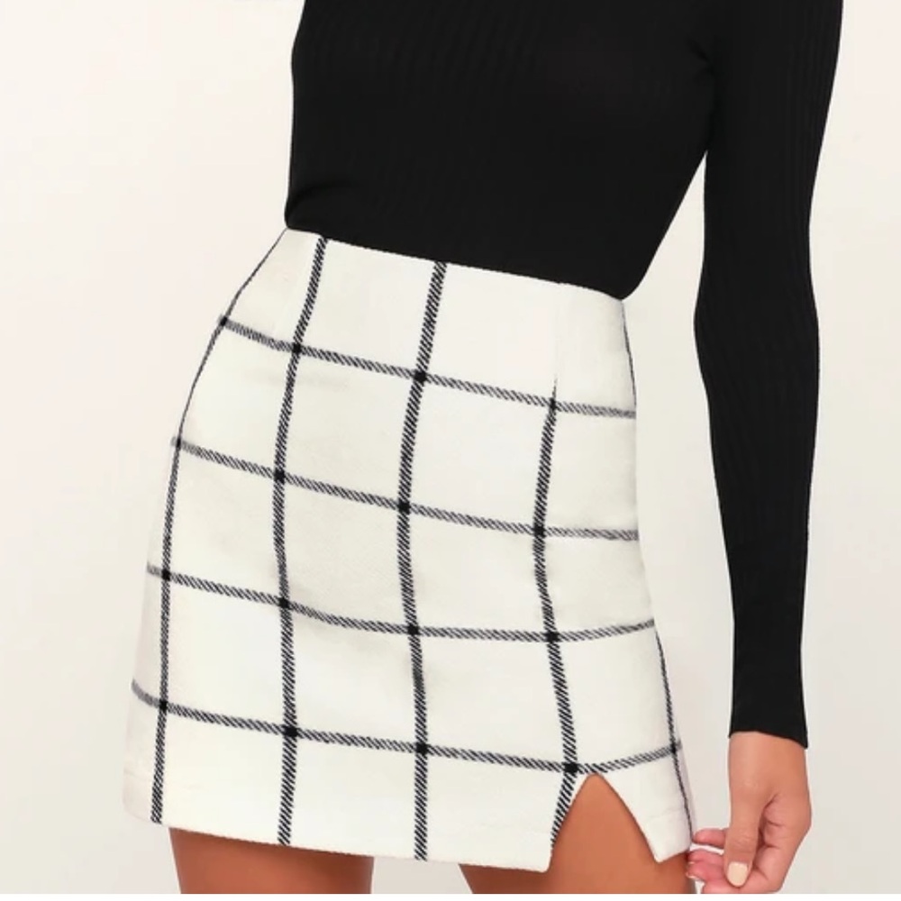 Lulu's Black and White Pencil Skirt with Slit